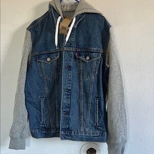 Levi's Denim Jacket with Gray Hoodie Sleeves
